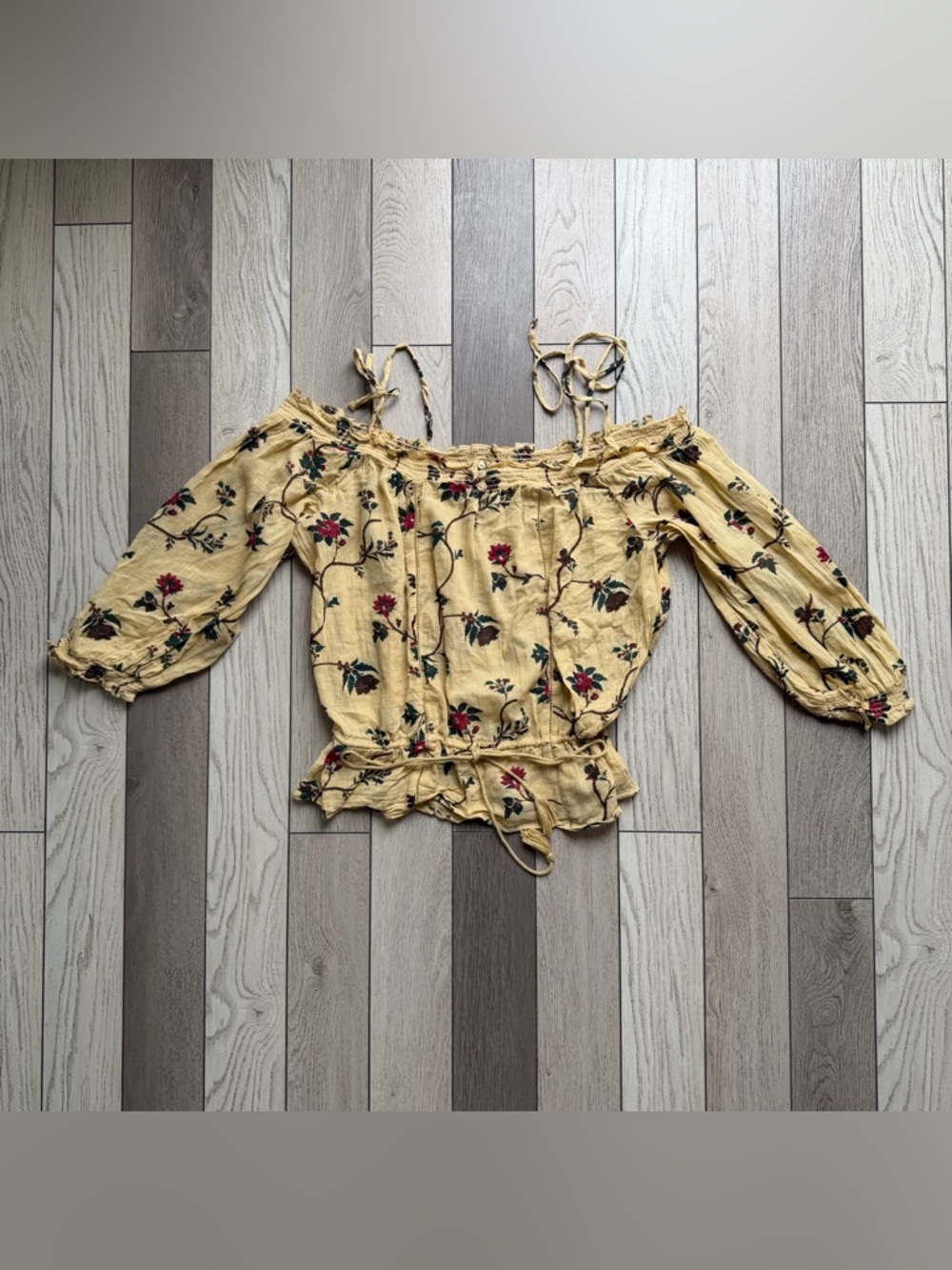 Denim & Supply Ralph Lauren Yellow Floral Off-Shoulder Blouse XL